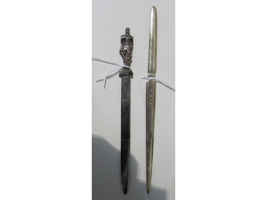 Appraisal: Lot comprising two silver letter openers Sheffield and Edinburgh