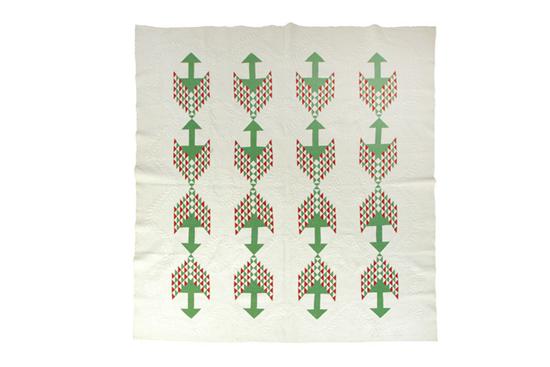 Appraisal: QUILT American rd quarter- th century cotton Precisely stitched Pine