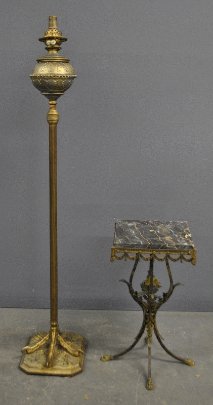 Appraisal: - Brass piano standing lamp by Hinks Sons with ostrich