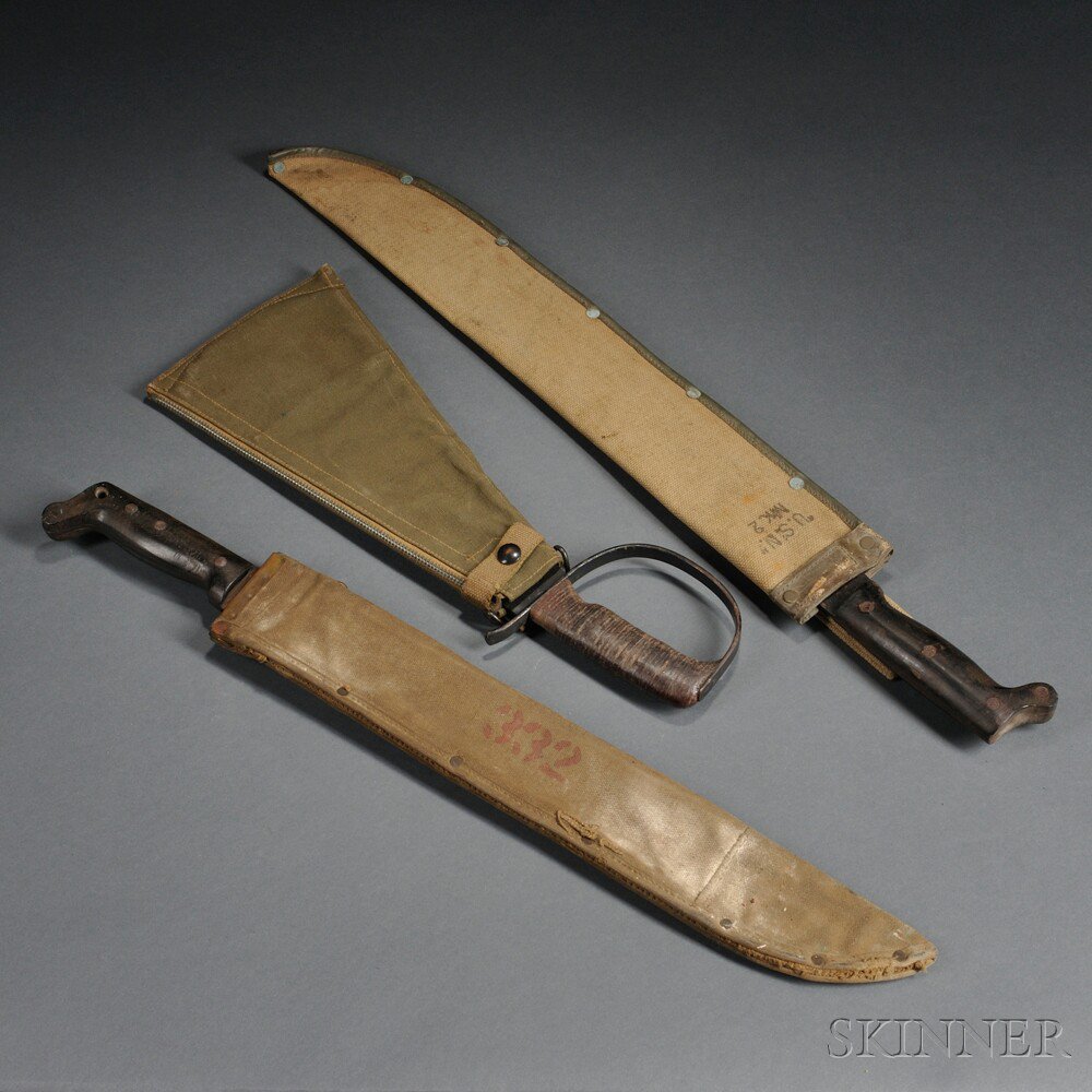 Appraisal: Group of Machetes c s a Marine Corps machete and