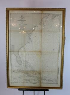 Appraisal: Vintage nautical navigational chart East Coast Vintage nautical navigational chart