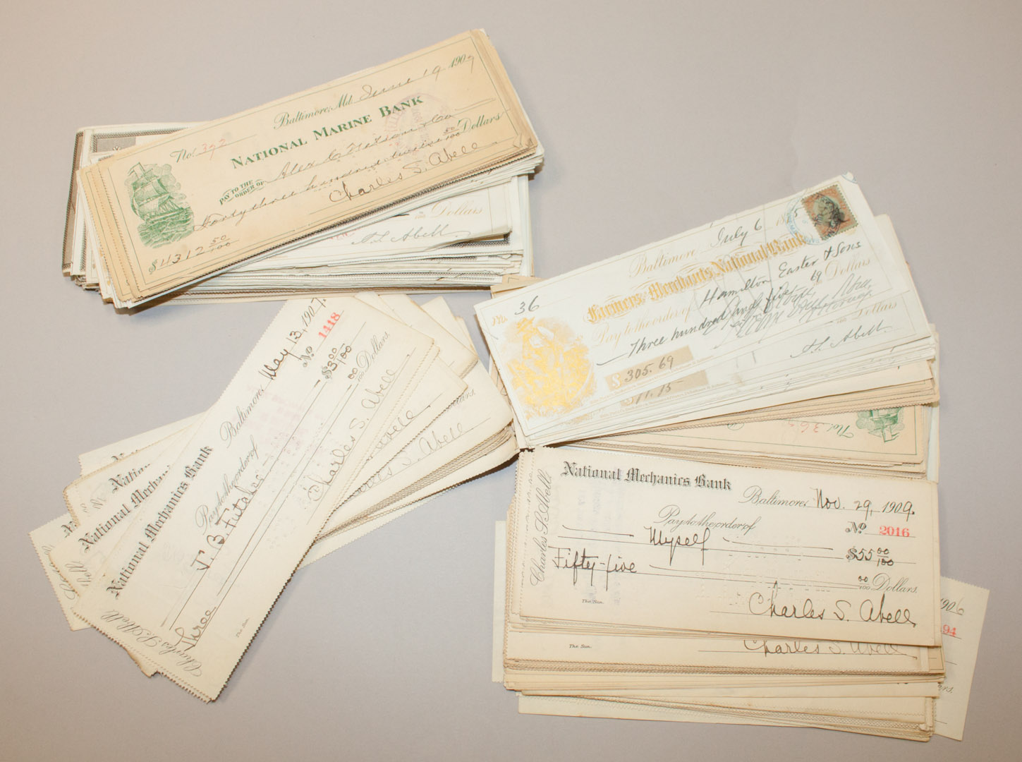 Appraisal: Baltimore Ephemera Group of signed bank checks circa - many