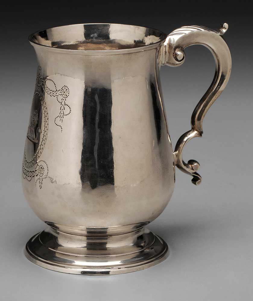 Appraisal: Hester Bateman English Silver Mug London baluster form leaf-capped scroll