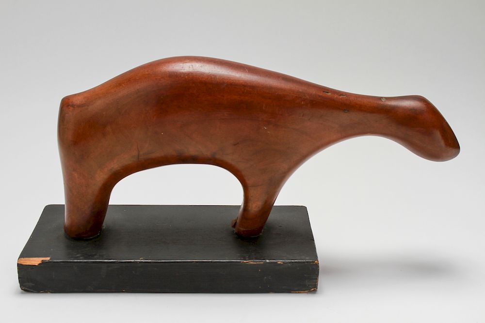 Appraisal: Polar Bear Modern Carved Wood Sculpture Modern carved wood polar