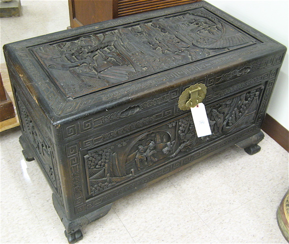 Appraisal: CARVED CAMPHOR WOOD BLANKET CHEST Chinese early th century the