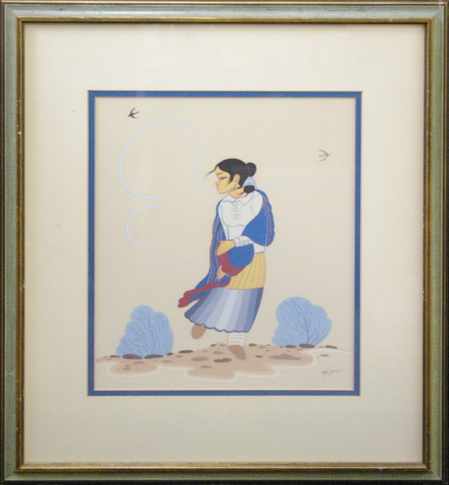 Appraisal: Beatien Jimmy Toddy No Shirt Yazz Indian Woman gouache on