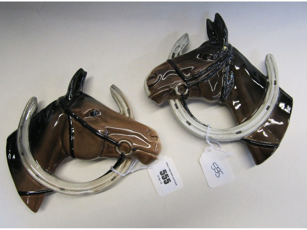 Appraisal: Two Beswick horse wall plaques no and