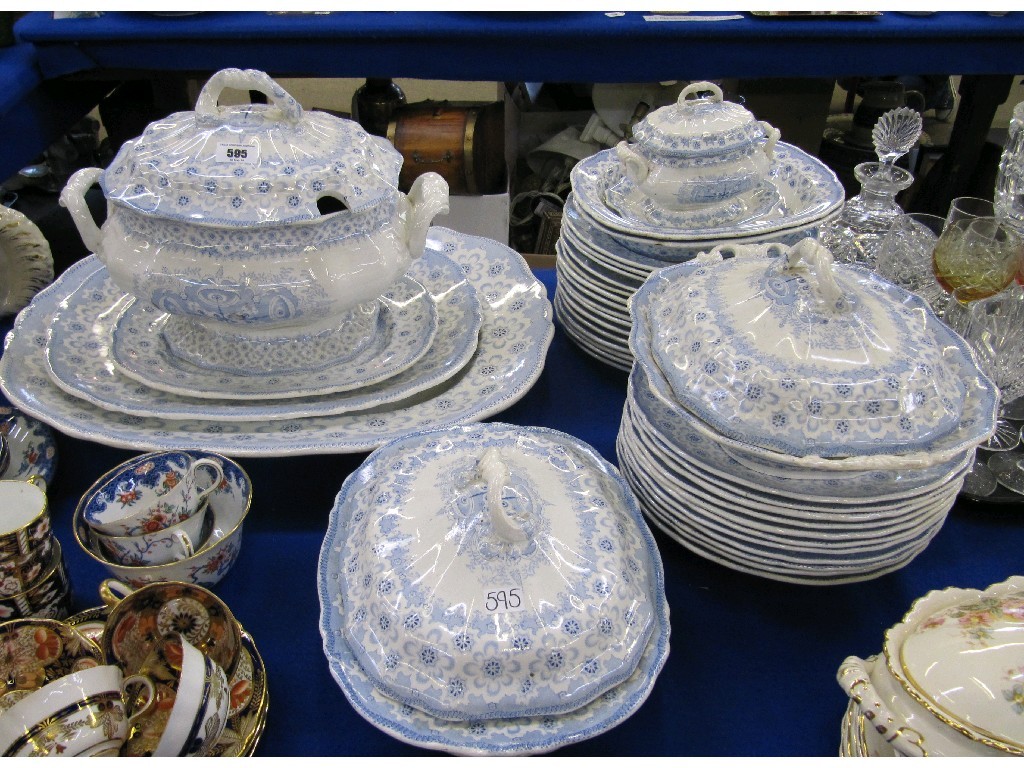 Appraisal: Blue and white pottery 'Naples Shield' dinner set to include