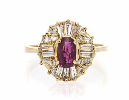 Appraisal: A Karat Yellow Gold Ruby and Diamond Ring containing one