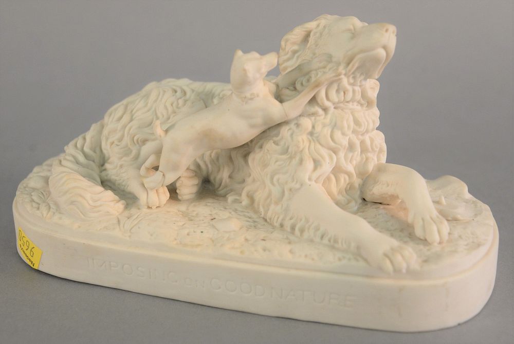 Appraisal: Parian dog figure Imposing on Good Nature ht Parian dog