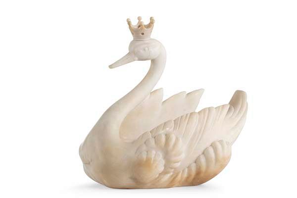 Appraisal: A carved white marble model of the Bohun Swan A