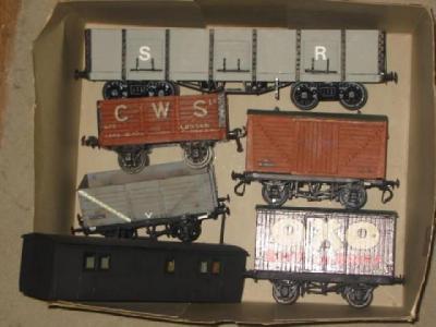 Appraisal: Six handmade goods trucks in wood and plastic including two