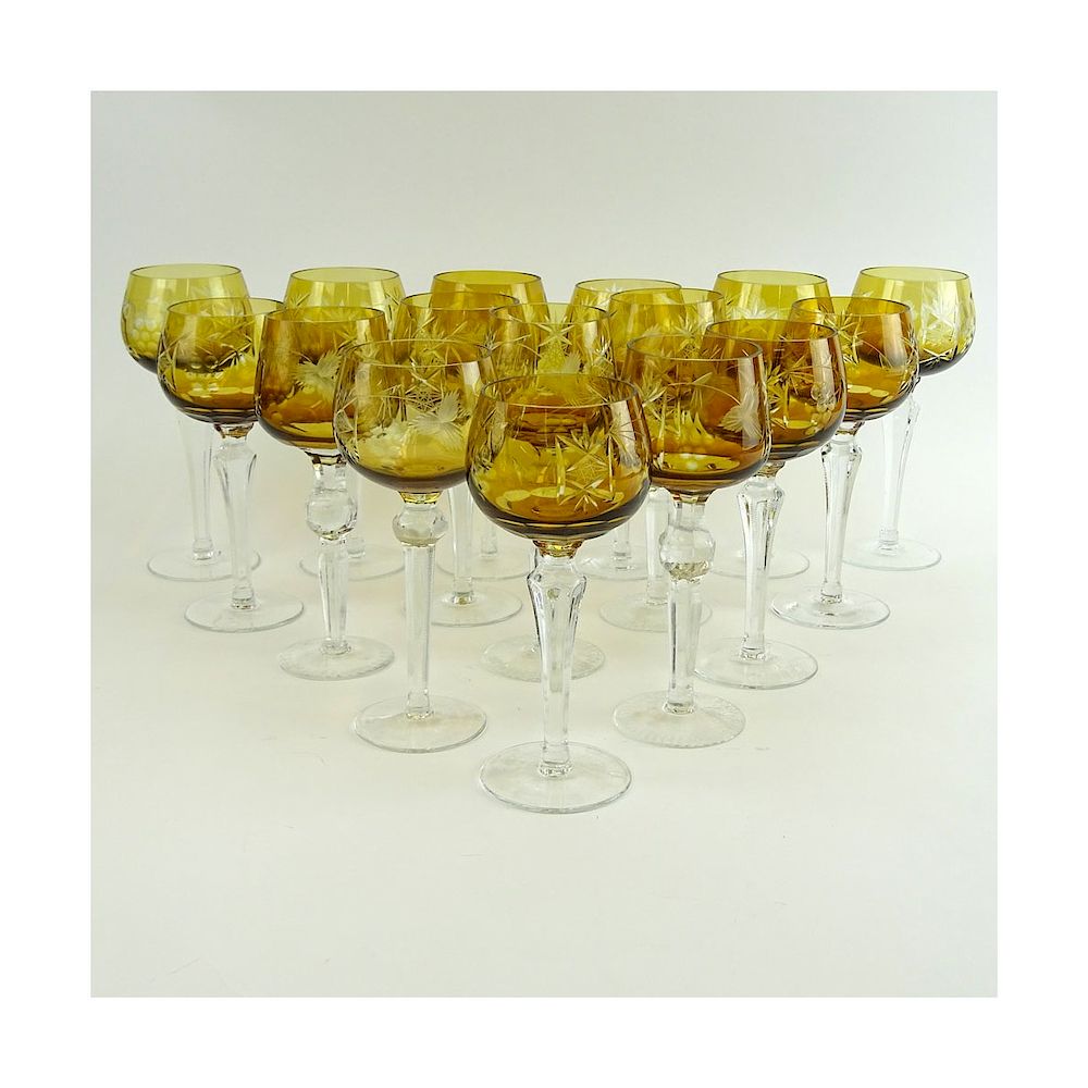 Appraisal: Lot of Bohemian Cut Glass Wine Hocks in Amber Various