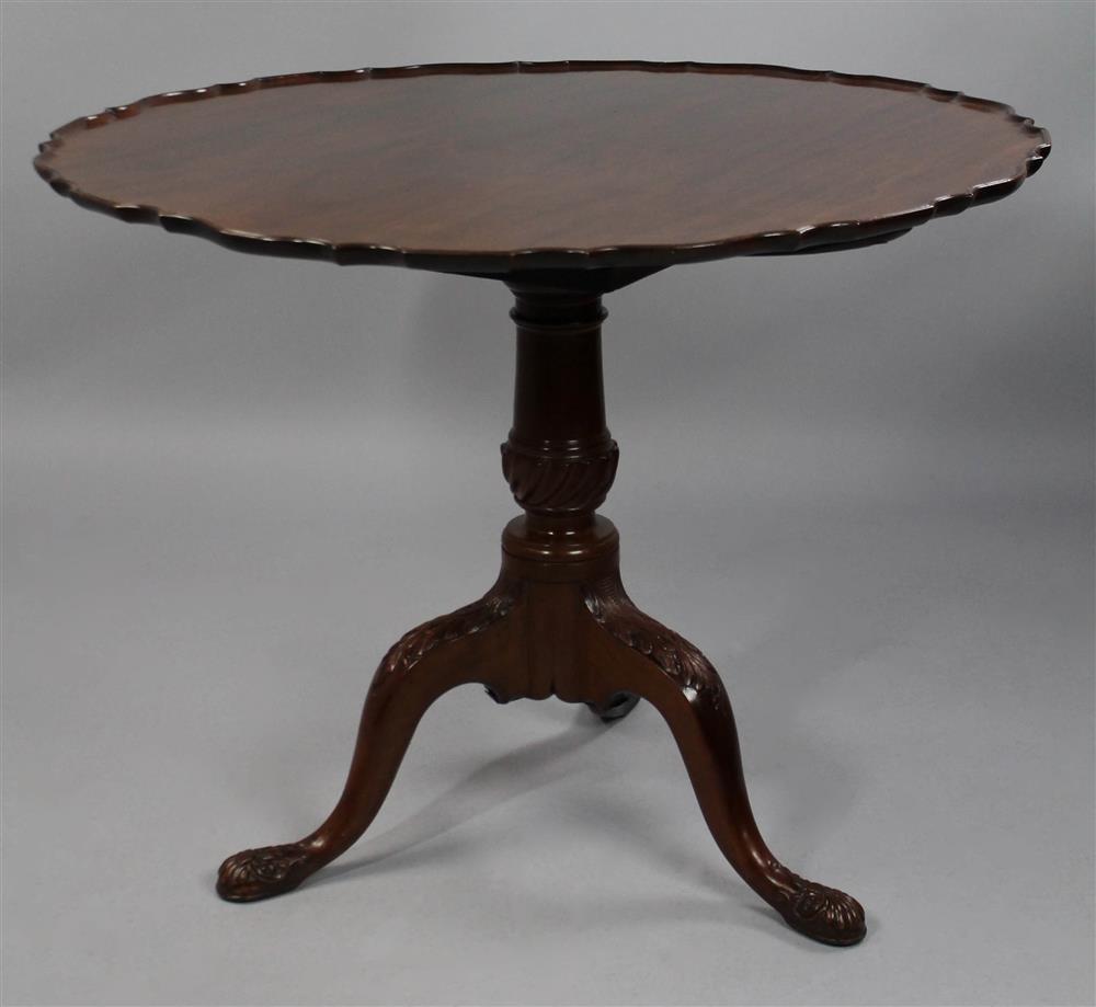 Appraisal: GEORGE III CARVED MAHOGANY TEA TABLE ca having a single