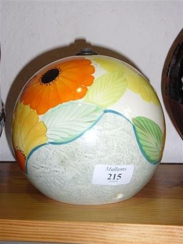 Appraisal: A GREYS POTTERY HAND PAINTED LAMP BASE with yellow and