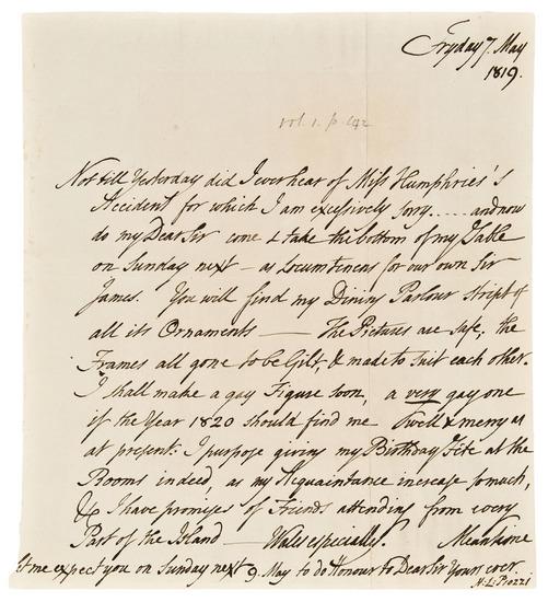 Appraisal: PIOZZI Hester Lynch Thrale - Autograph letter signed H L