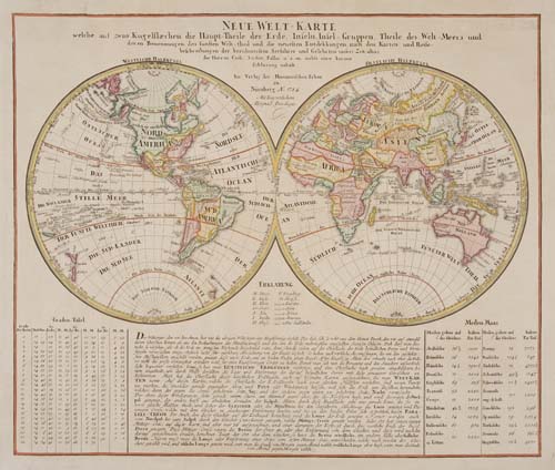 Appraisal: HOMANN HEIRS Neue Welt-Karte Double-page engraved double-hemispheric world map x