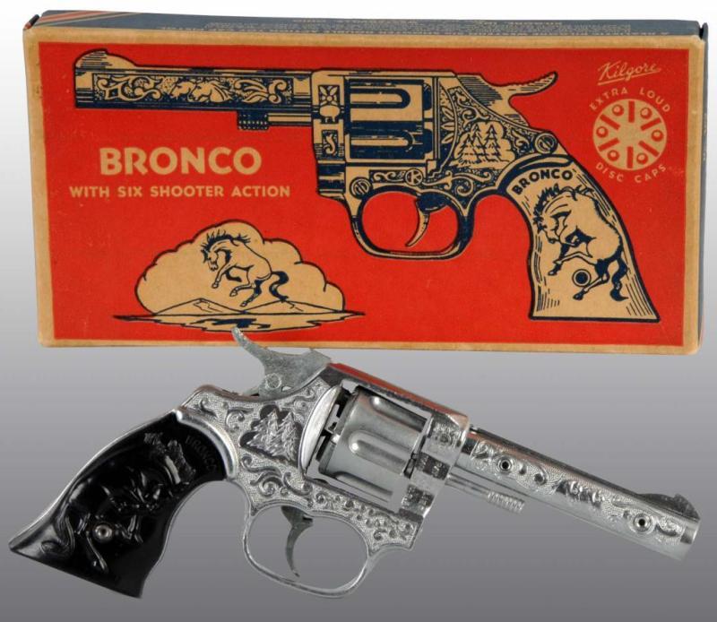 Appraisal: Kilgore Bronco Six-Shooter Toy Cap Gun Description Includes original box