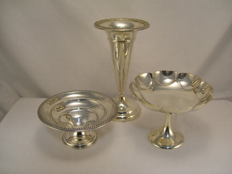 Appraisal: pc Sterling Lot Includes Lobed compote measures high and diameter