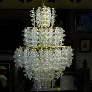 Appraisal: Italian Zero Quattro Brass and Glass Chandelier Circa s Five