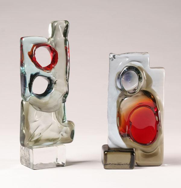 Appraisal: Alfredo Barbini Volcano glass sculptures Solid modelled block bodies with