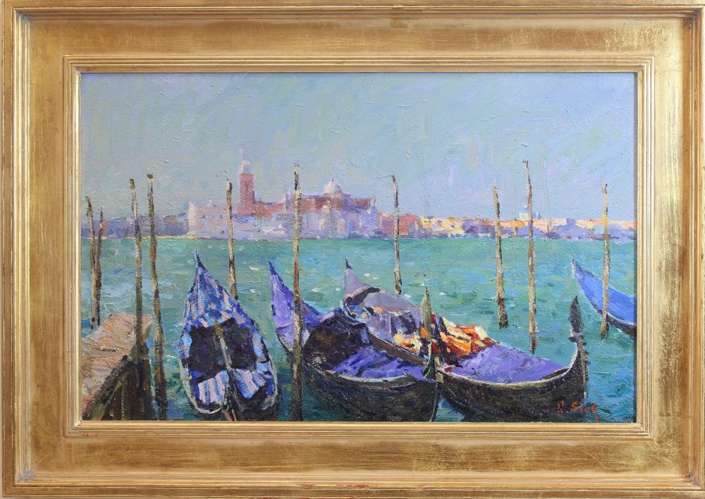 Appraisal: NICK STOQ United States st century oil on board gondolas