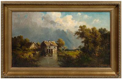 Appraisal: Guido Hampe painting German - mill on pond signed lower