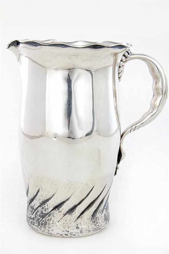 Appraisal: Whiting sterling beverage pitcher New York dated aesthetic pattern with