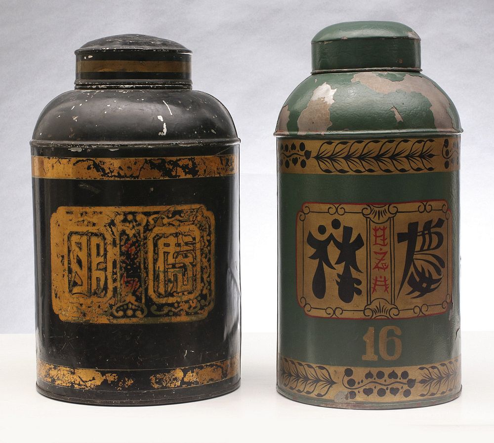 Appraisal: TWO LARGE TOLE TEA CONTAINERS TH AND TH CENTURY The