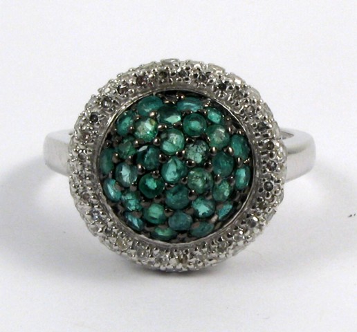 Appraisal: EMERALD DIAMOND AND WHITE GOLD RING The k gold band