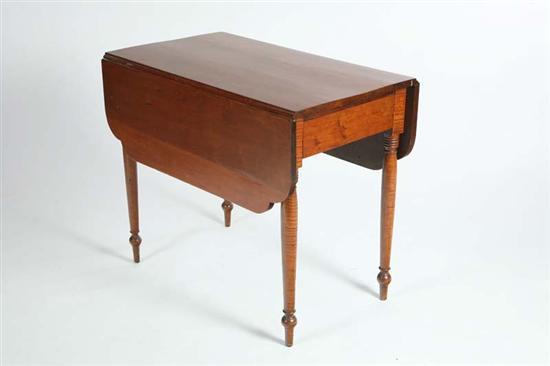 Appraisal: PEMBROKE TABLE Cherry top with shaped drop leaves on turned