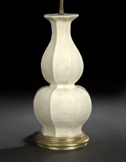 Appraisal: Parish-Hadley White-Enameled Plaster and Giltwood Table Lamp third quarter th