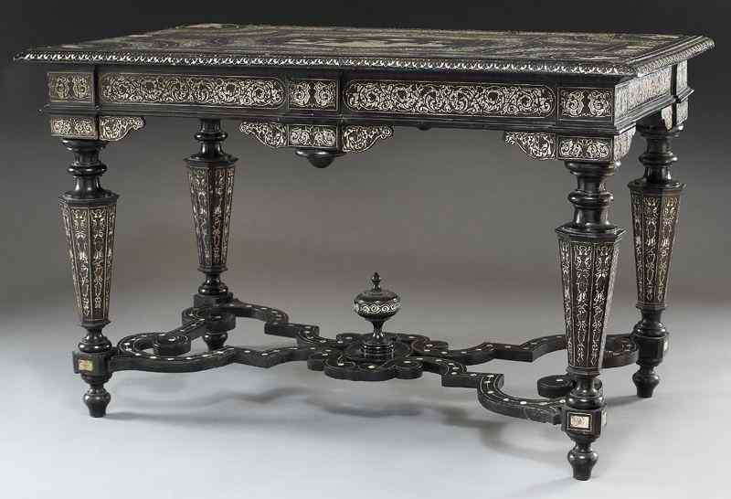 Appraisal: Italian ivory inlaid ebonized wood center tablethe table top with