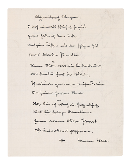 Appraisal: HESSE HERMANN Two items Autograph Poem Signed Typed Letter Signed