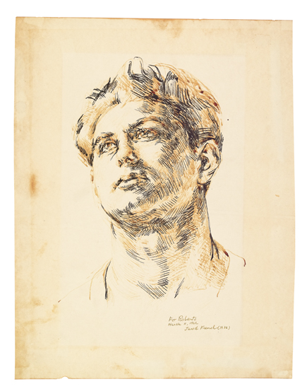 Appraisal: JARED FRENCH Portrait Study of a Young Man Pen and