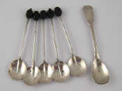 Appraisal: Five bean ended silver coffee spoons Birmingham and a Georgian