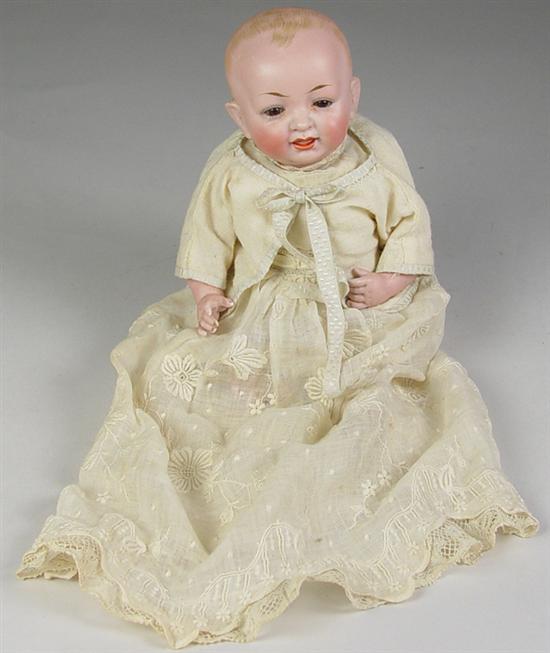 Appraisal: Kestner German All-Bisque Baby Brown glass eyes Stroked brow Open