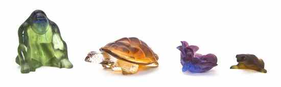 Appraisal: Two Lalique Molded and Frosted Glass Mascots comprising a turtle