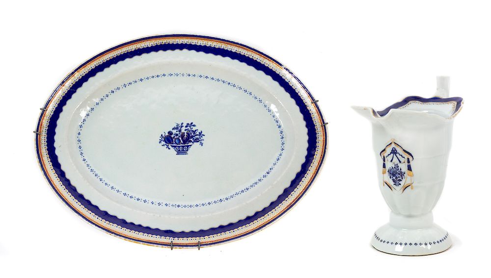 Appraisal: A Chinese Export Porcelain Platter and Creamer A Chinese Export