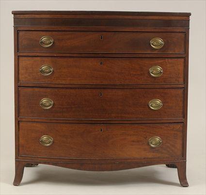 Appraisal: George III Inlaid Mahogany Bow-Front Chest of Drawers x x