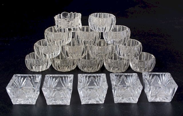 Appraisal: Cut Glass Open Salts Group Nineteen cut glass open salts