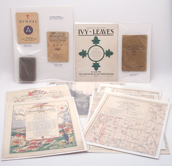 Appraisal: Collection of World War I personal items from the estate