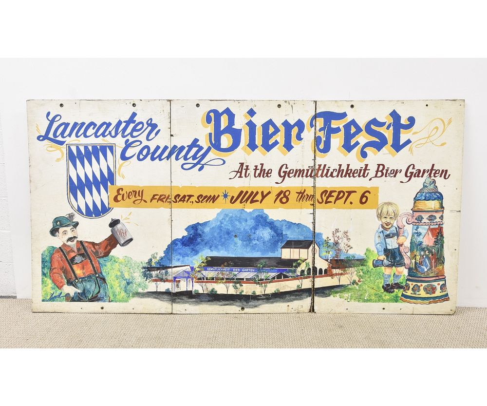 Appraisal: Lancaster County Bier Fest Sign Large Lancaster County Bier Fest