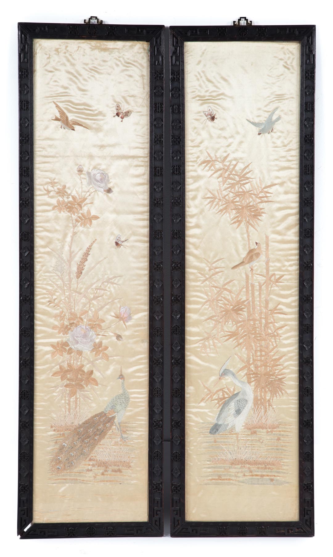 Appraisal: Pair of Chinese silk panels late th or early th