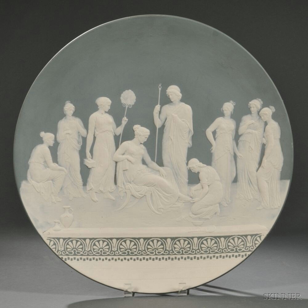 Appraisal: Mettlach Cameo Plaque - number depicting a scene of a