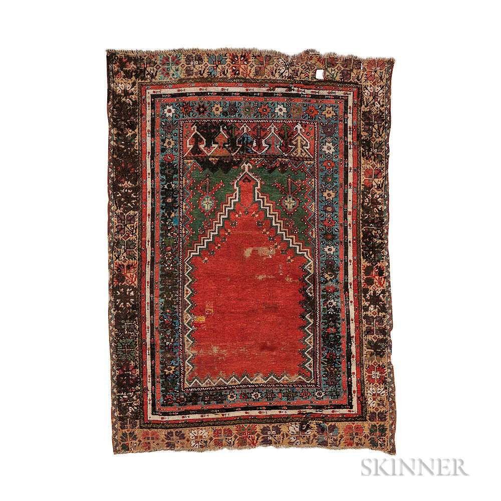 Appraisal: Mudjar Prayer Rug Mudjar Prayer Rug central Turkey early th