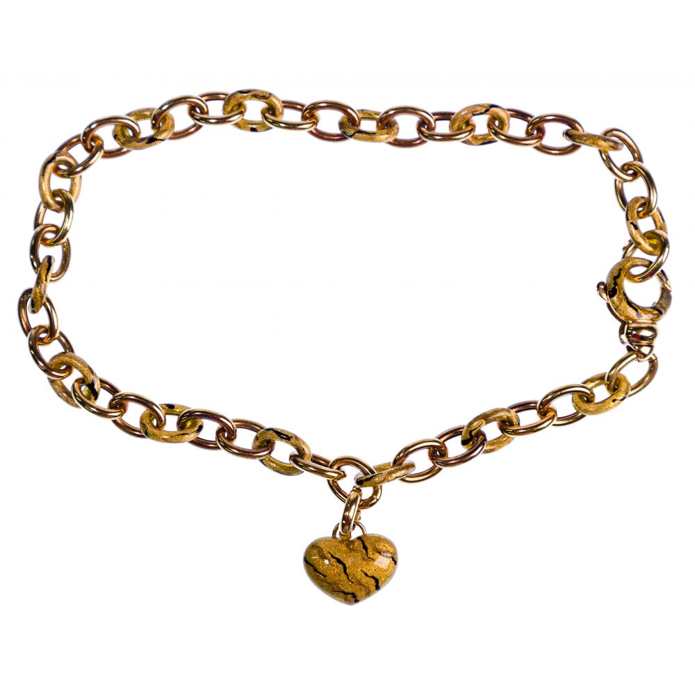 Appraisal: SOHO K YELLOW GOLD AND ENAMEL NECKLACEOval link choker having