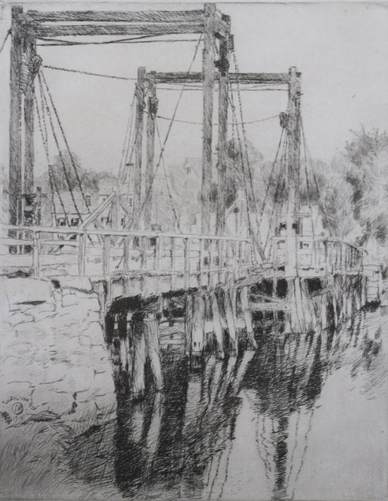 Appraisal: FREDERICK CHILDE HASSAM American - THE OLD TOLL BRIDGE signed