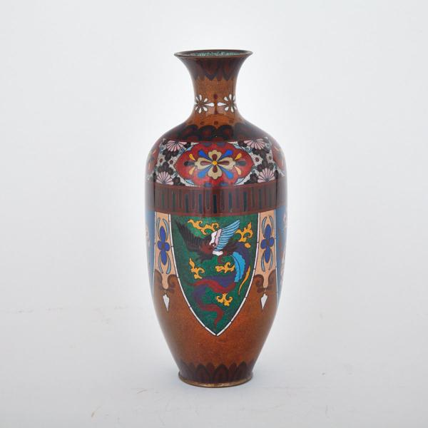 Appraisal: Large Cloisonn Enamel Vase Japan First-Half th Century Decorated with