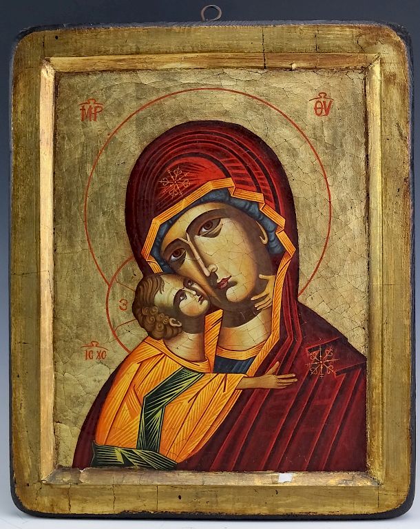 Appraisal: Russian Orthodox Religious Icon Painting DAMONE Fine antique Russian Orthodox